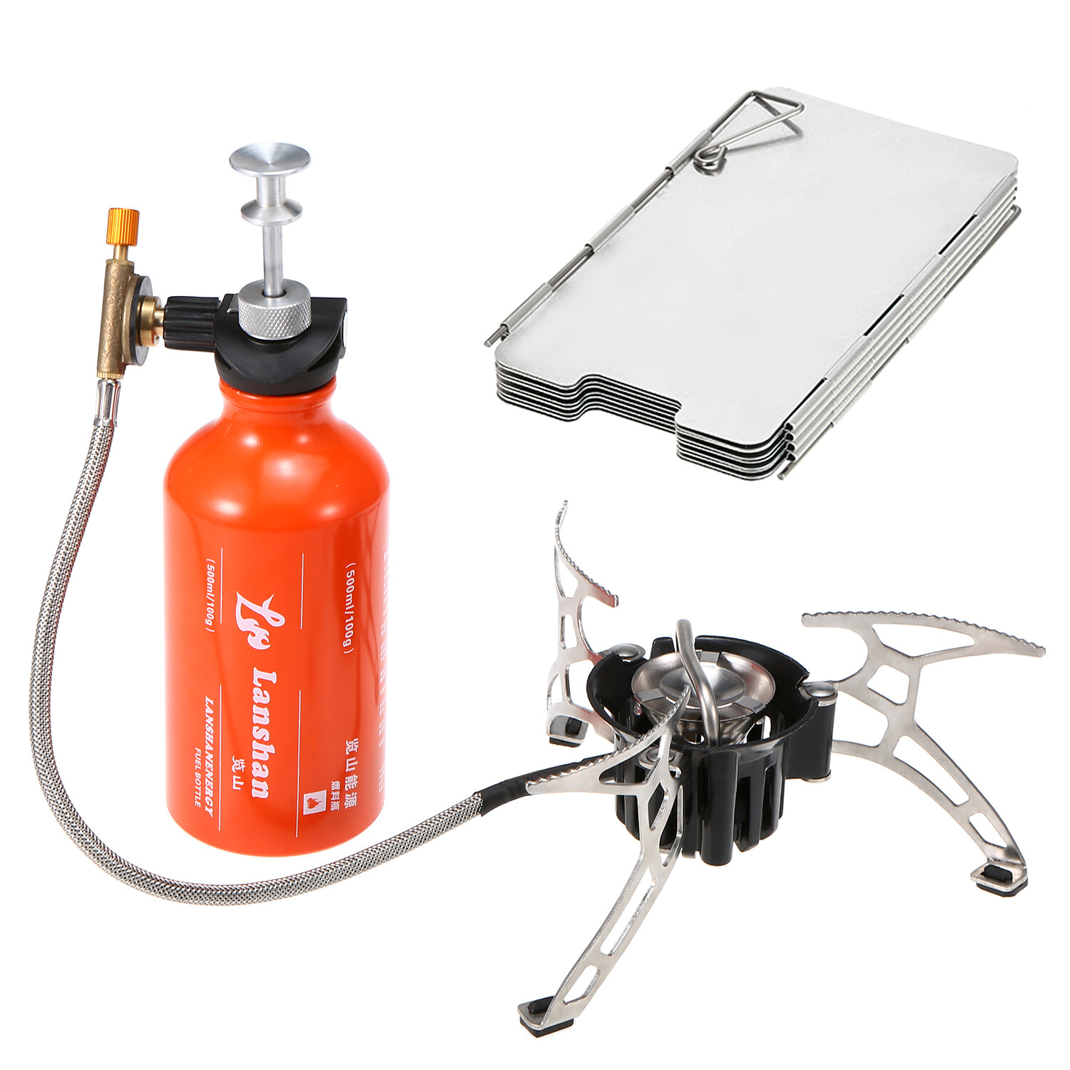 Lixada Camping Fuel Oil Stove W/ 500ml Gasoline Fuel Bottle 