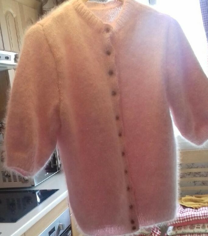 Gilet Manches Ballons En Angora Rose - Très Doudou, Fabriqué En France - Taille XL