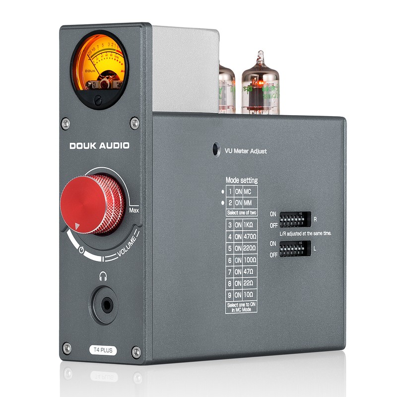 HiFi 5725 Tube Phono Stage Preamp for MM/MC Turntables Headphnone Amp w/VU Meter