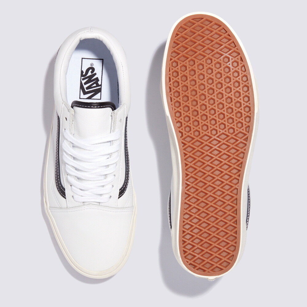 Vans Genuine Leather Old Skool Skate Sneakers White/Black