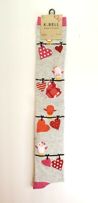 K. Bell Over The Knee Socks (Birds And Hearts On Power Line)