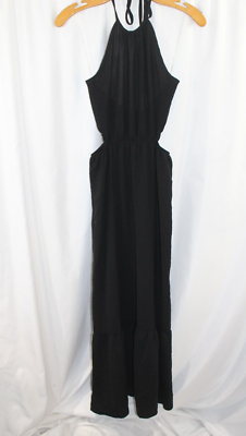 Rolla Coster Womens Black Halter Neck Cutout Sides Maxi Dress S | eBay