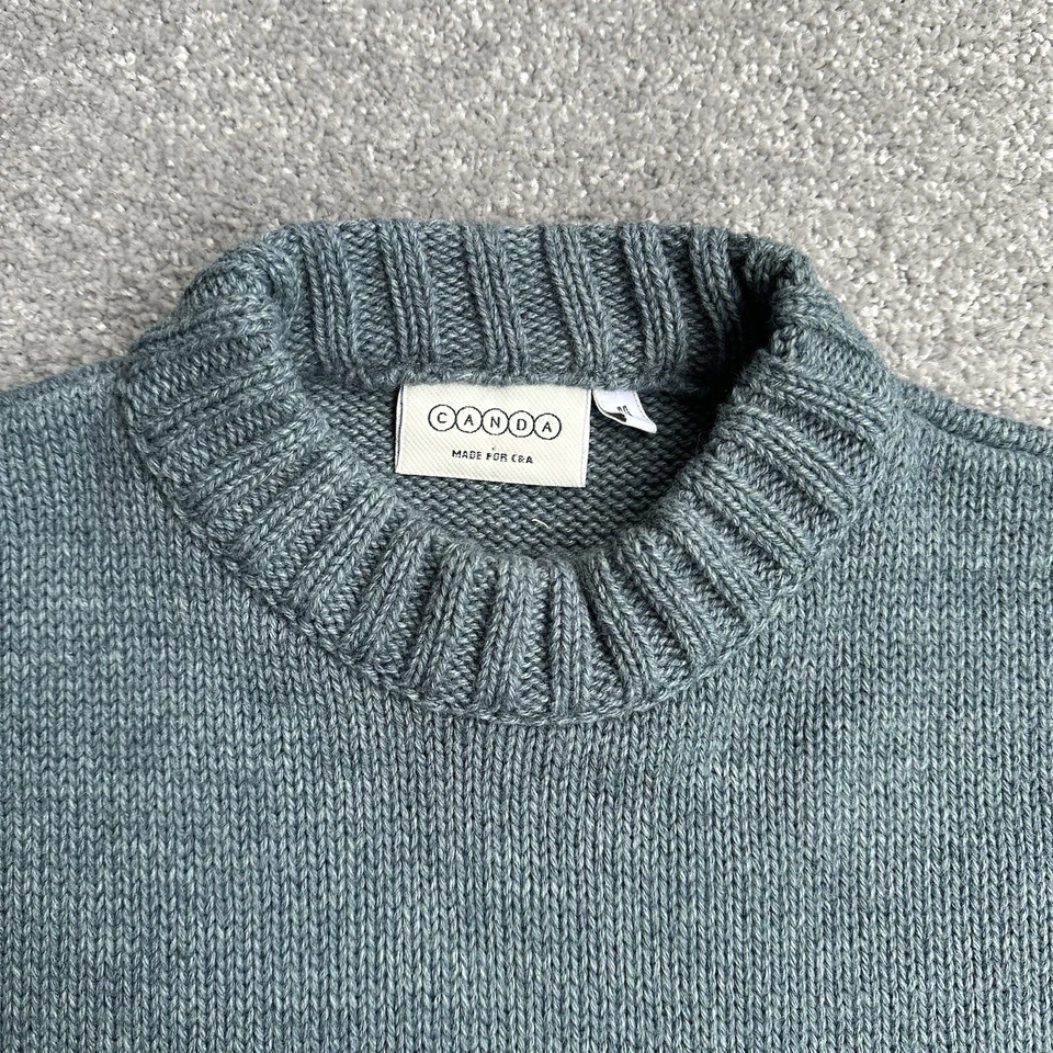 CANDA Herren Vintage Pullover Gr. M WOLLE 90er Retro Strickpullover 23017 Grün - Bild 3 von 4
