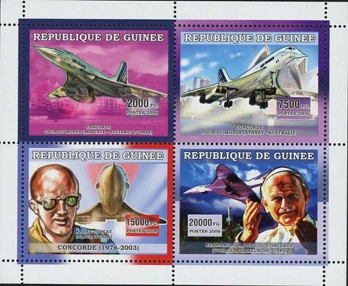 Sello Concorde Transporte Avión Papa Juan Pablo II Andre Turcat S/S MNH - Foto 1 de 2