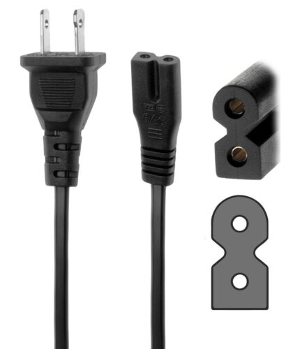  2 Prong Polarized Power Cord for Vizio LED TV Smart HDTV AC Wall Cable extended - Picture 1 of 2