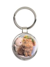 Cat : Gift Round Keychain Cute Kitten Pet Animal Feline Pets Lover Mom Dad