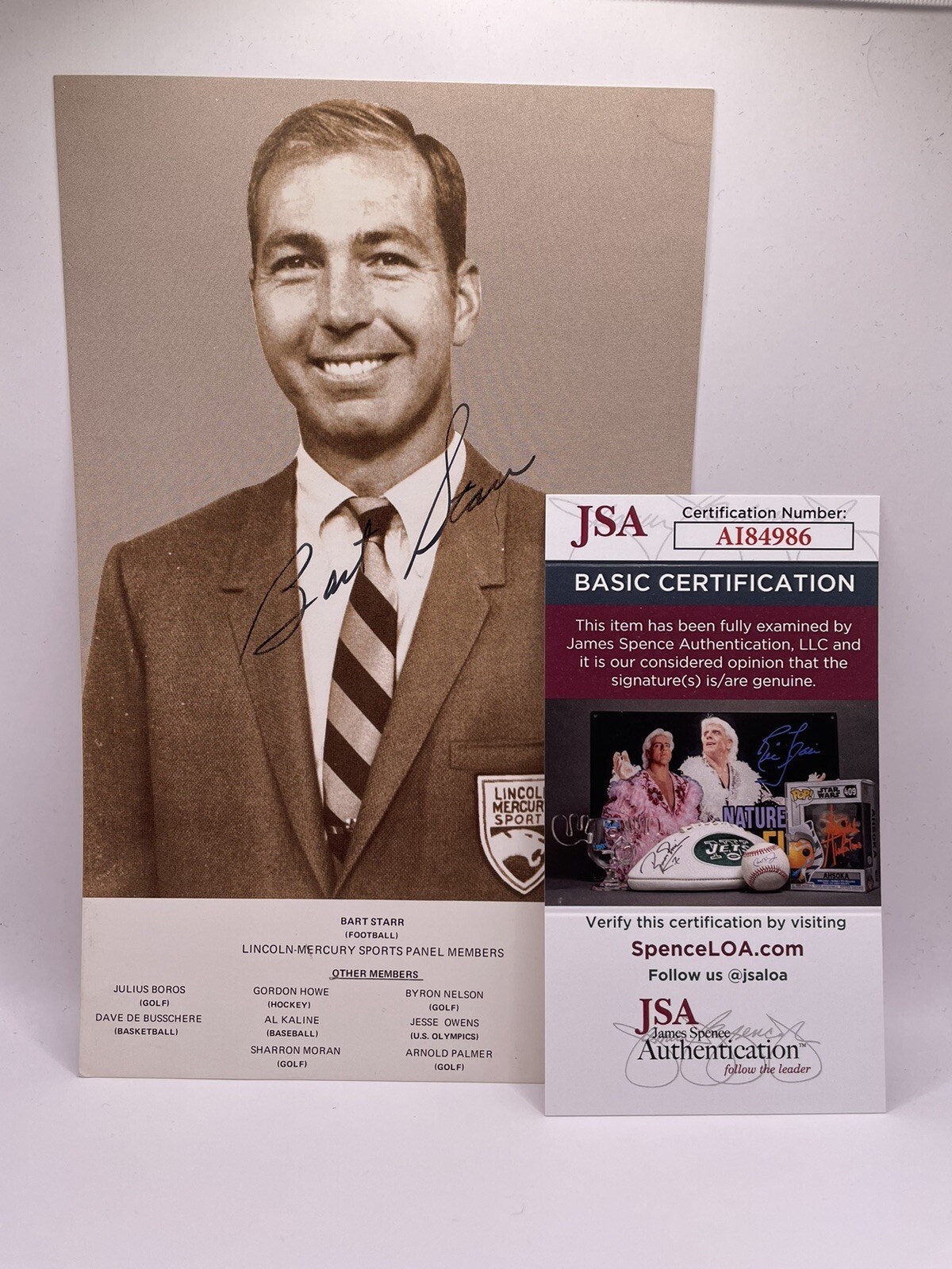 Gordie Howe Autographed Signed Bart Starr PSA DNA Coa 5x8 Lincoln Mercury Photo 