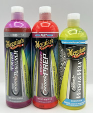 3 Pack Meguiars Car Detailing Kit Hybrid Ceramic Wash Wax Prep Trim Restorer