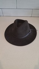 Dorfman Pacific Co Wool Felt Outback Hat Brown Braided Band Made In USA Small