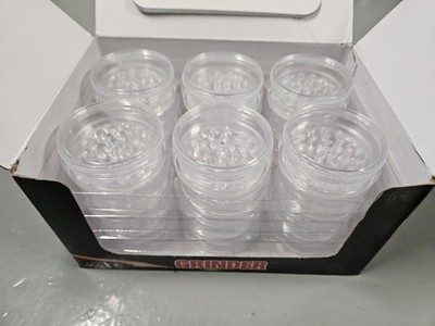 Bulk Box of 24 Tobacco/Herb Grinders 2.4 inch in Clear/Transparent color