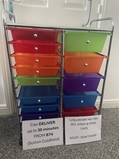 Rolling Storage Trolley 15 Stackable Drawers 63x37x87cm Metal Frame 40mm Wheels