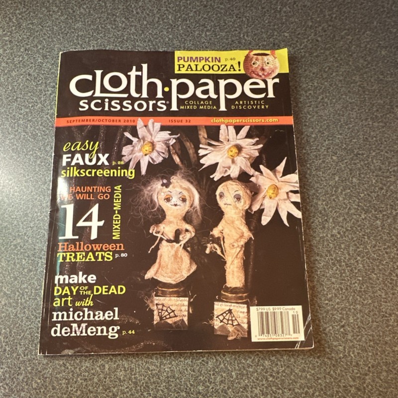 Cloth Paper Scissors Sept/Oct 2010 Issue 32 Illustrated Mixed Media Art Hallowe…