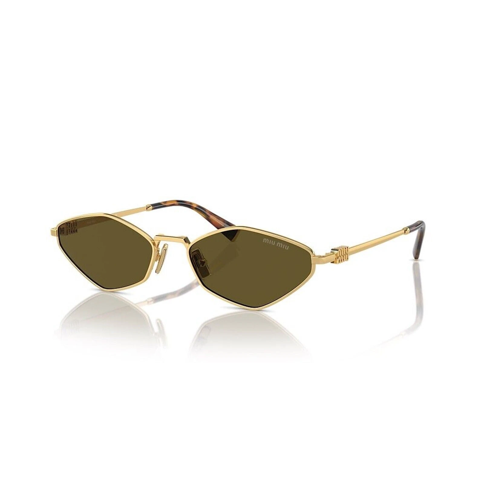 Miu Miu — MIU MIU MU 56ZS 5AK09Z Gold Dark Brown Lens Women Sunglasses AUTHENTIC