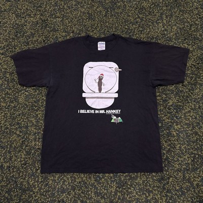 Vintage South Park Mr Hankey Christmas Poo Graphic T Shirt Black Mens Size XL