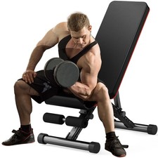 Sweetcrispy Adjustable Weight Bench for Home Gym, Foldable Incline Workout Be...