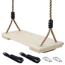 NOSTIFY Wooden Swing Seat, Nostalgic Outdoor Wood Swing for Kids , Tree Strap...