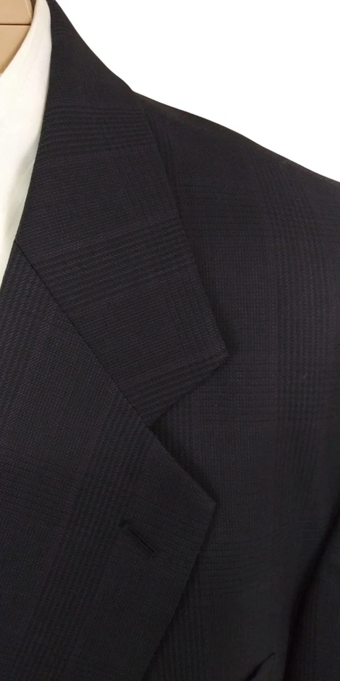 Mappelli De Milano Two Piece Blue Glen Plaid Red Check Wool Suit 46L Pants 36X32 - Image 3 of 4