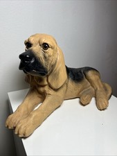 Vintage Statue Plaster Hound Dog 13” Made In USA