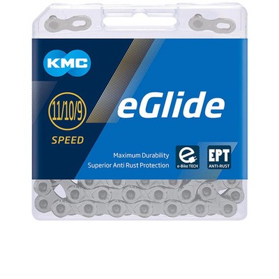 KMC eGlide Cues EPT Kette E-Bike 132 Glieder Silber - für Shimano 9/10/11-fac...