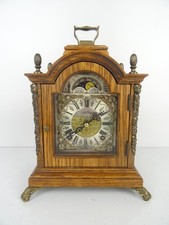 Dutch Warmink Vintage Antique Mantel Bracket Moon Phase 8 day Old Clock SERVICED