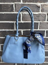 NWT PATRICIA NASH Karla Satchel Shoulder Bag Fog Blue Distress Vintag Lthr Scarf