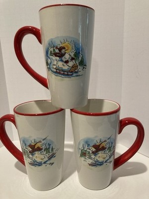 The Coffee Bean & Tea Leaf Vintage Christmas Mugs Set Of 3. By J. McAnulry