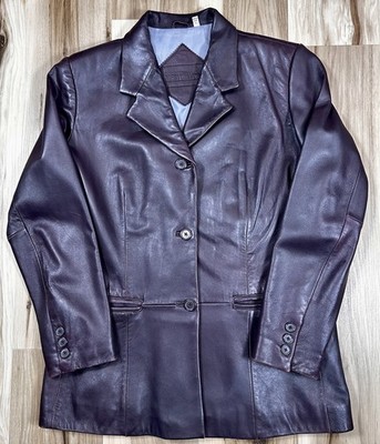 Preston & York Brown Leather Jacket Coat Lamb Skin Women Large