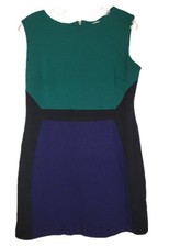 Jade Melody Tam Green Blue Black Color Block Knit Dress Size Med Sleeveless