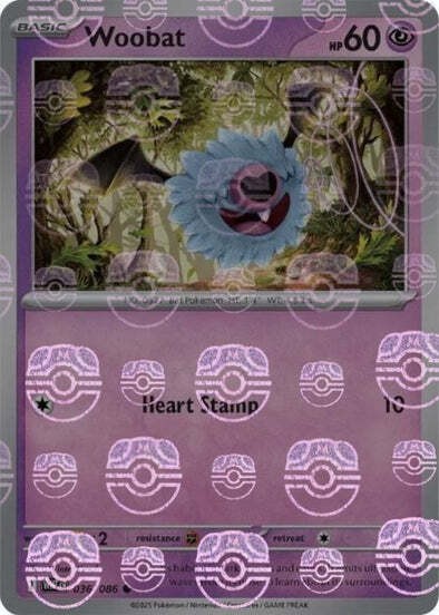 Pokemon Woobat (36/325) White Flare NM REVERSE HOLO- Master Ball Pattern