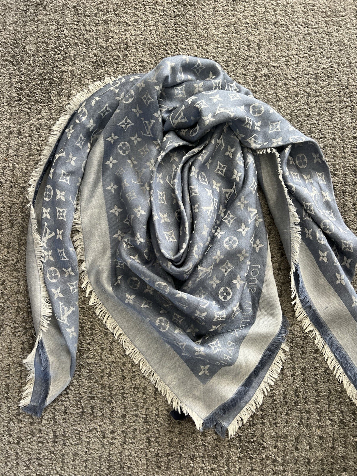 Louis Vuitton Women's Scarf Shawl Silk Wool, Monogram Logo, 140CMX140CM