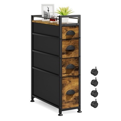 LASZOLA 4 Drawer Narrow Dresser Slim Cabinet Skinny Storage Tower Chest,  Ideal f | eBay
