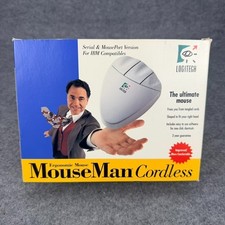 Vintage Logitech Model 1163 MouseMan Cordless Computer Mouse Complete
