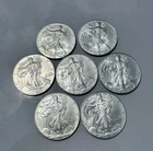 Lot of 7 2002 American Silver Eagle 1 oz .999 Fine Silver Dollar Coins