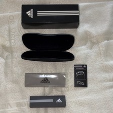adidas Black Hard Eyeglass/Sunglasses Case Plastic Felt Lining w/ Box Cloth