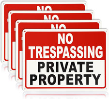 4 Pack No Trespassing Signs Private Property   10X7 Inch Rust-Free Aluminum, UV