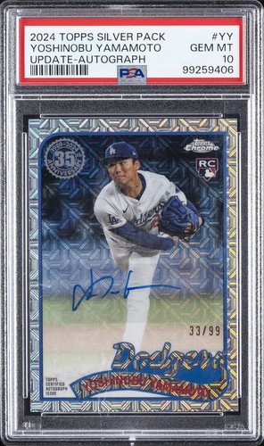 Yoshinobu Yamamoto #T89CU-YY 2024 Topps 1989 Chrome Silver Pack Autograph card
