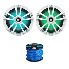 2x Infinity 622MLW 6.5" 225W Max Power Marine RGB LED White Speakers W/50FT Wire