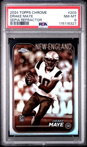 2024 TOPPS CHROME SEPIA REFRACTOR #203 DRAKE MAYE PSA 8