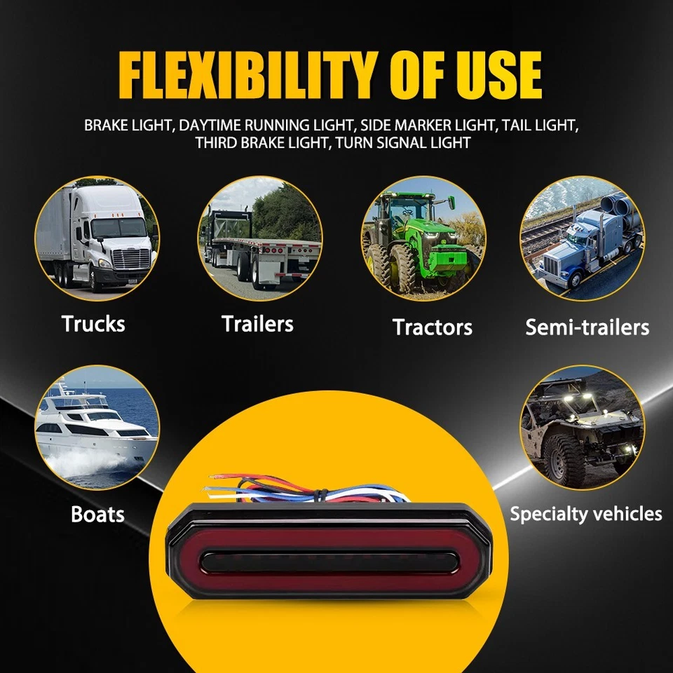 Luz de funcionamiento de freno de giro trasero LED de 5" lámpara DRL que fluye rojo ámbar universal 2 piezas Foto 4 de 4