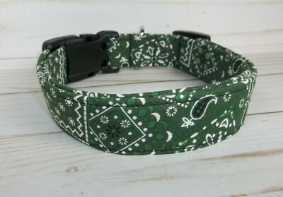 Hunter Green Bandana Terri's Dog Collar handmade adjustable charming western