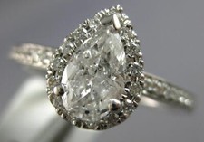 .86CT DIAMOND 14KT WHITE GOLD 3D CLASSIC PEAR SHAPE  ROUND HALO ENGAGEMENT RING