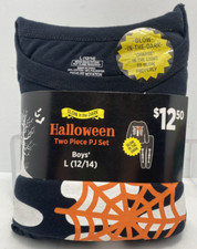 Halloween Skeleton Glow in Dark 2 Piece Pajama Set Size L 12/14 Black B H