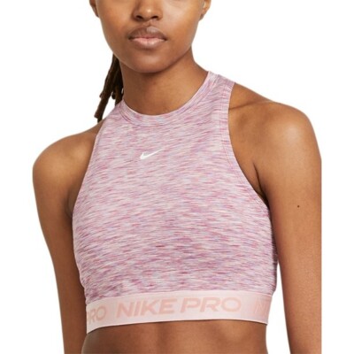 NIKE NEW Active Women's Pro Space Dye Crop WORKOUT Tank Top Pink Size L SALE $40