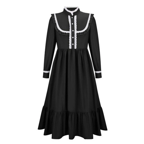 Vestido SCARLET DARK Victoriano Niñas Pionero Colonial Pradera Talla 12Y Negro Foto 4 de 4