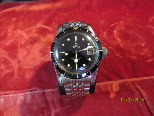 Super working 7085 Titus Stainless Steel Calypsomatic 21 Jewel Diver's Watch