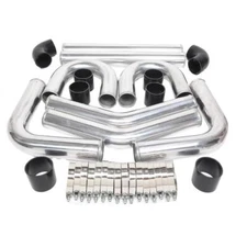 3" INCH UNIVERSAL ALUMINUM INTERCOOLER TURBO PIPE PIPING KIT BLACK HOSE