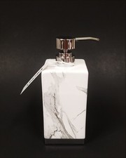 NEW DKNY WHITE+GRAY LINES CERAMIC,FAUX MARBLE LOOK KITCHEN LOTION SOAP DISPENSER
