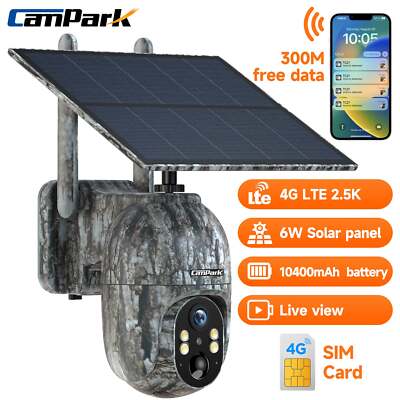 Campark 2.5K 4G LTE Cellular Solar PTZ Trail Camera Security Camera Wildlife Cam