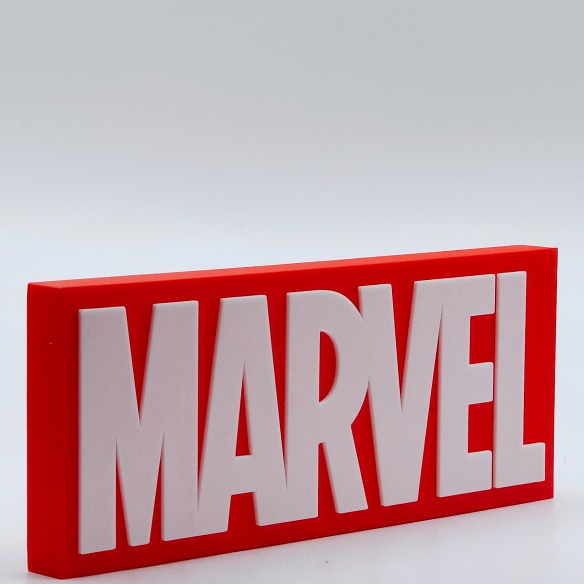 Marvel Logo Freestanding Sign – 3D Printed Superhero Display