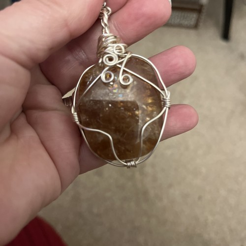 Citrine Gemstone Wire Wrapped Necklace - Picture 3 of 6